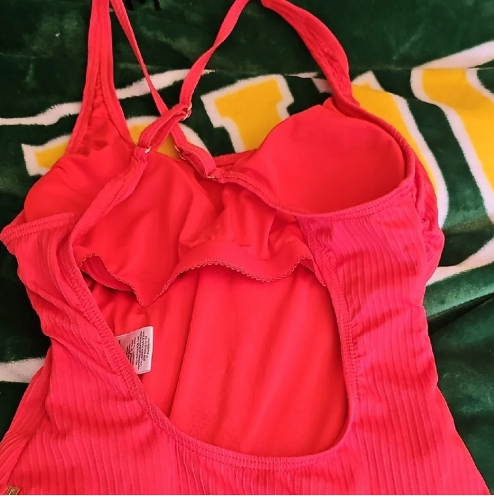 COPY: NWOT MICHAEL Michael Kors Coral Color One-Piece Swimsuit Size 6 - Picture 8 of 8